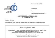 Rentrée scolaire 6ième 2025-2026
